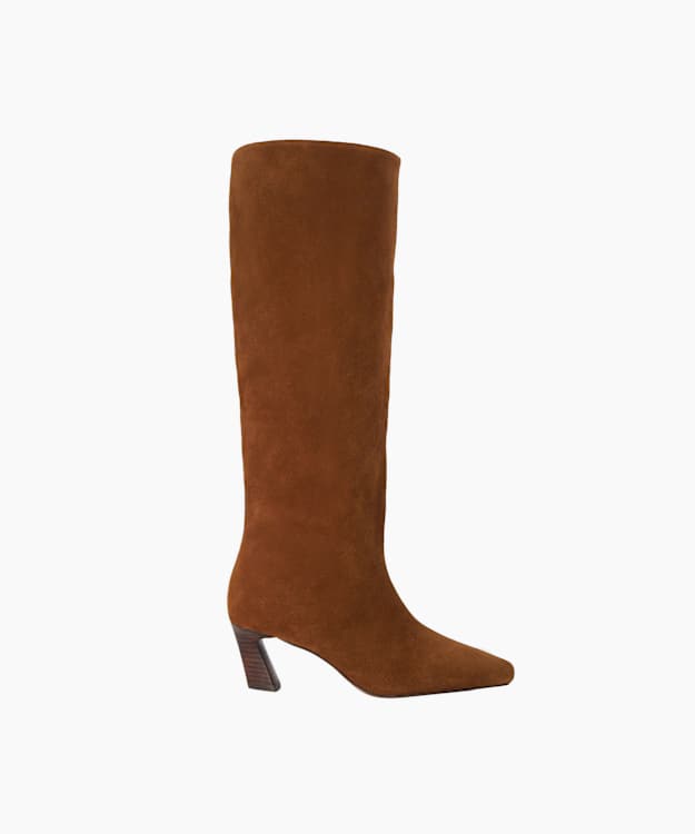 dune london Selinni - Dark Tan Leather Knee High Boots