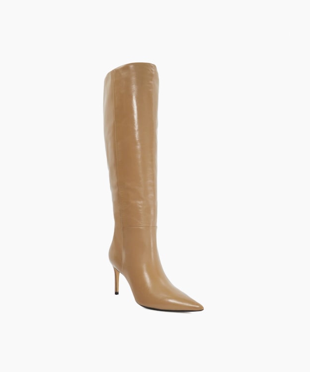 Dune London Serve - Caramel Leather Pull On Knee High Boots