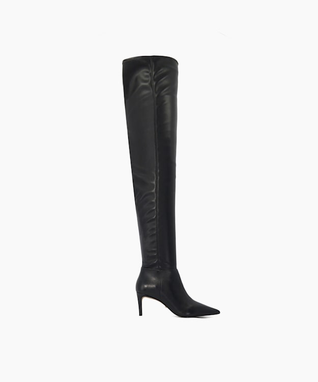 dune london Servena - Black Pointed Toe Over-The-Knee Boots