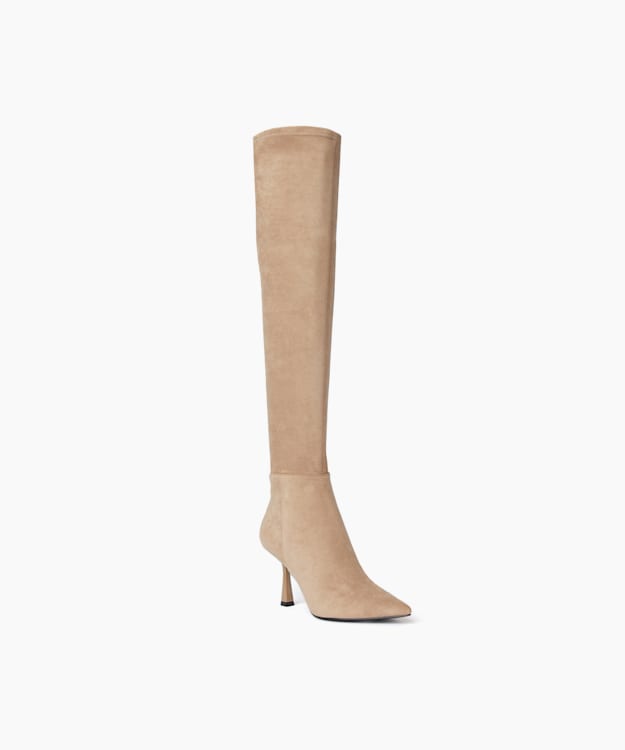 Dune London Sibella - Taupe Flared Heel Knee-High Boots