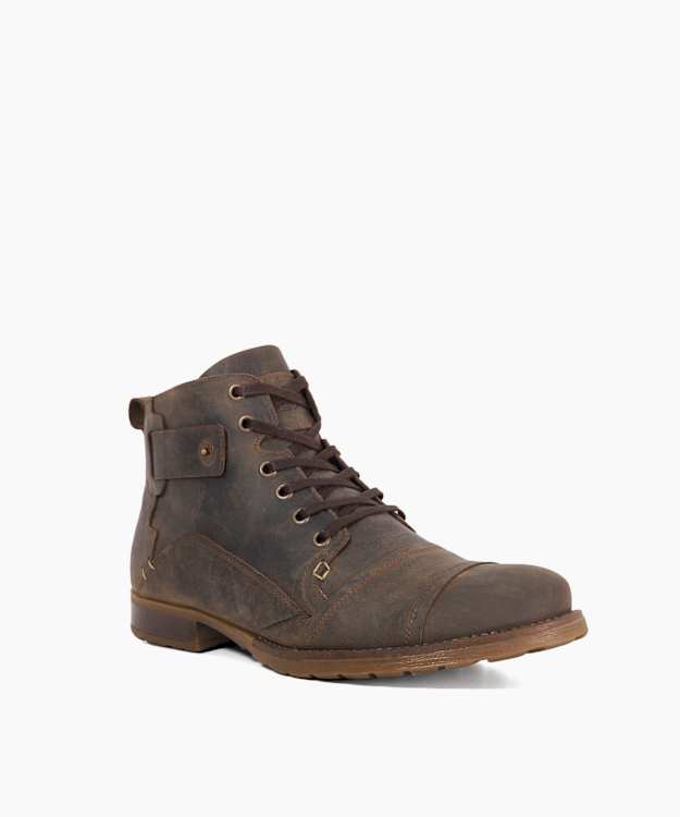 Dune London Simon - Dark Brown Wide Fit Leather Seam Detail Ankle Boots