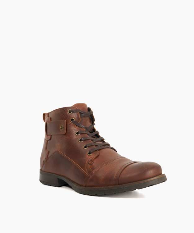 Dune London Simon - Tan Wide Fit Leather Seam Detail Ankle Boots