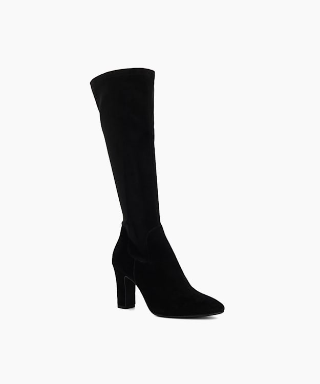 Dune London Simple - Black Almond Toe Block Heel Boots