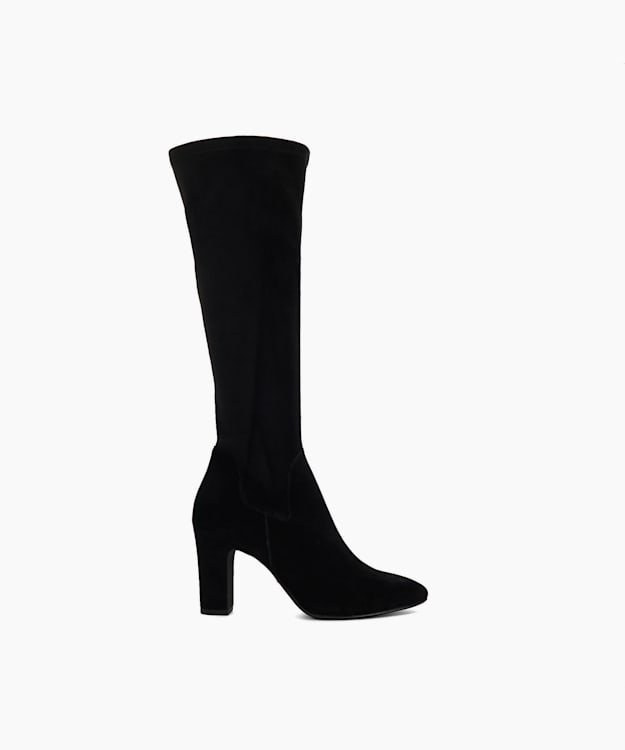 dune london Simple - Black Almond Toe Block Heel Boots
