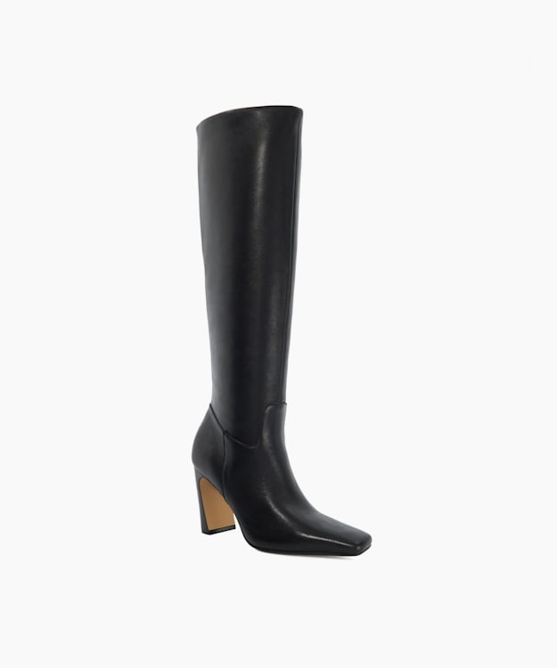 Dune London Sliding - Black Knee-High Square Toe Boots
