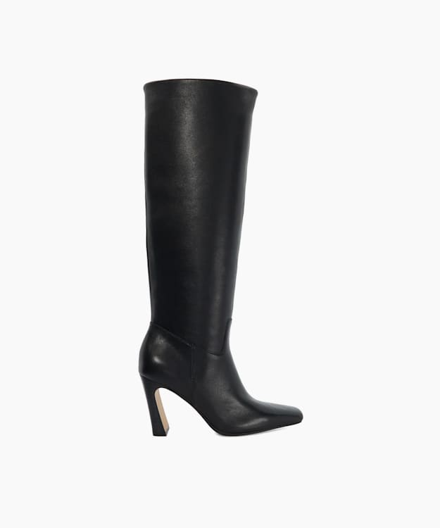 dune london Sliding - Black Knee-High Square Toe Boots