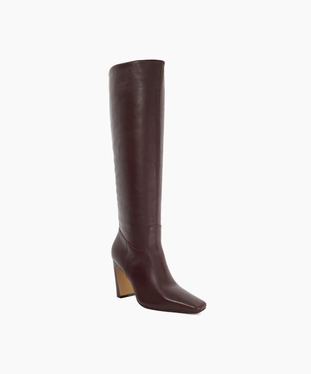 Dune London Sliding - Burgundy Knee-High Square Toe Boots