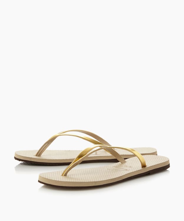 Dune London Slim Flip Flops - Gold Havaianas Slim Metallic Strap Flip Flops