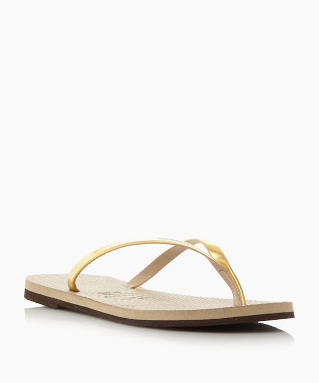 dune london Slim Flip Flops - Gold Havaianas Slim Metallic Strap Flip Flops