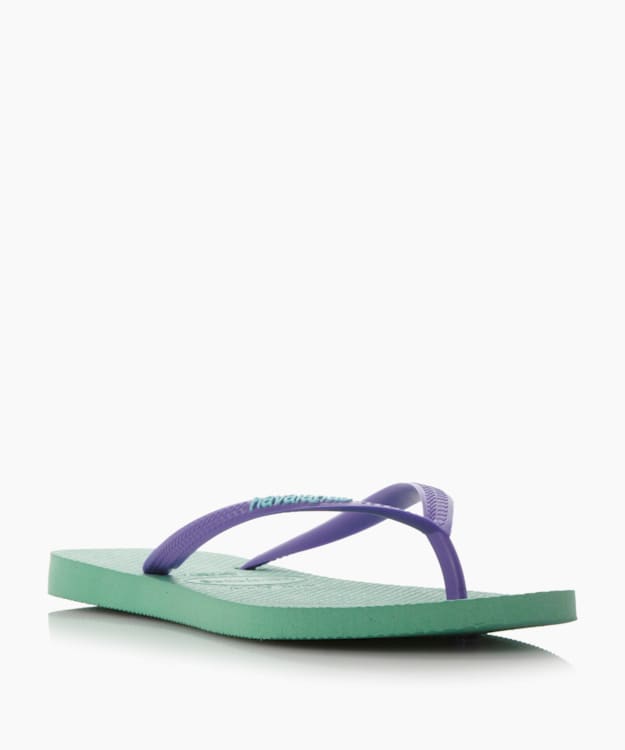 dune london Slim Flip Flops - Green Havaianas Two-Tone Flip Flops