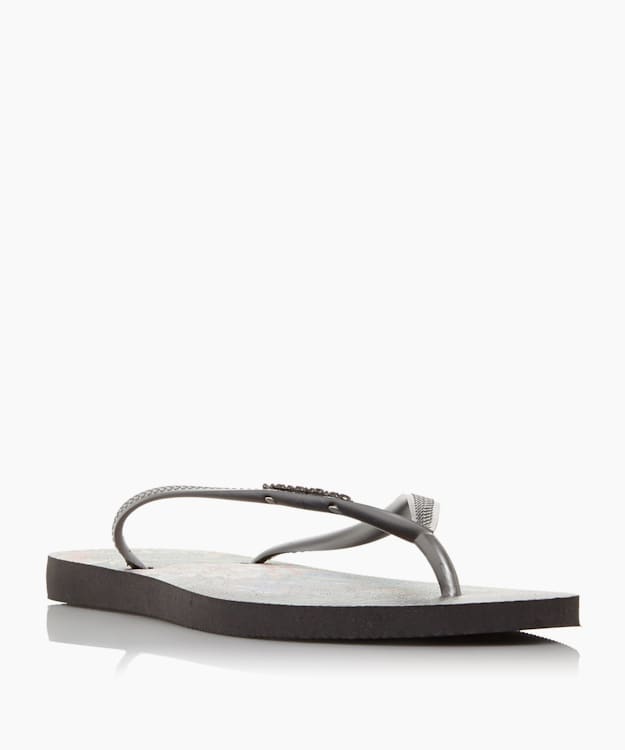 dune london Slim Flip Flops - Silver Havaianas Slim Tropical Flip Flops