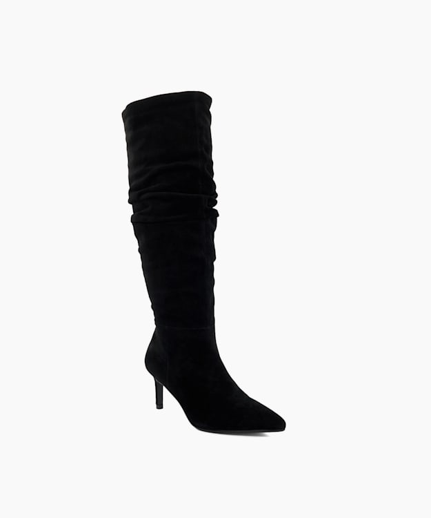 Dune London Slouchings - Black Pointed Toe Slouchy Knee-High Boots