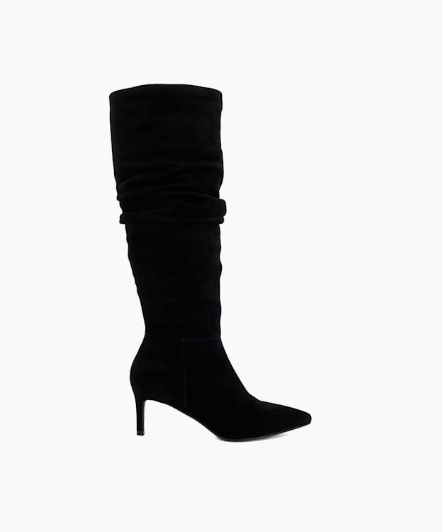 dune london Slouchings - Black Pointed Toe Slouchy Knee-High Boots