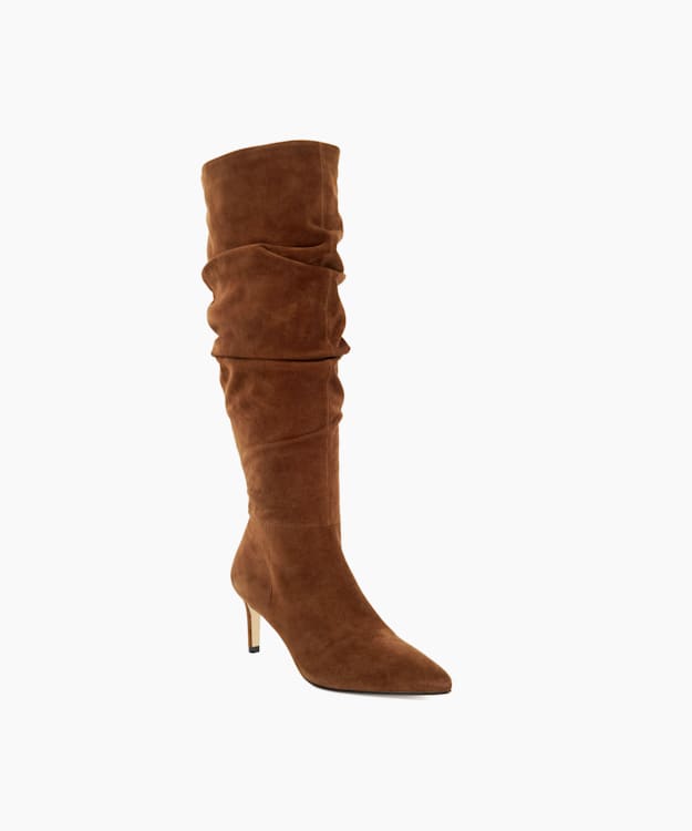 Dune London Slouchings - Dark Tan Pointed Toe Slouchy Knee-High Boots