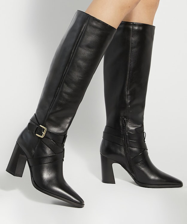 Dune London Solanna - Black Block Heel Knee High Boots