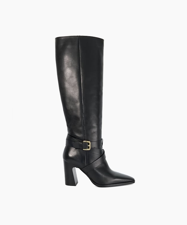 dune london Solanna - Black Block Heel Knee High Boots