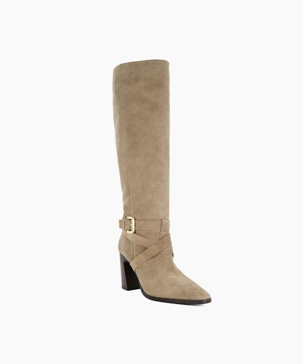 Dune London Solanna - Taupe Block Heel Knee High Boots