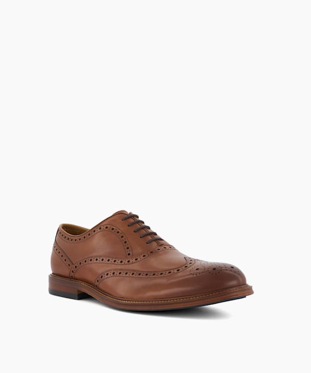 Dune London Solihull - Tan Toe-Cap Leather Lace-Up Shoes