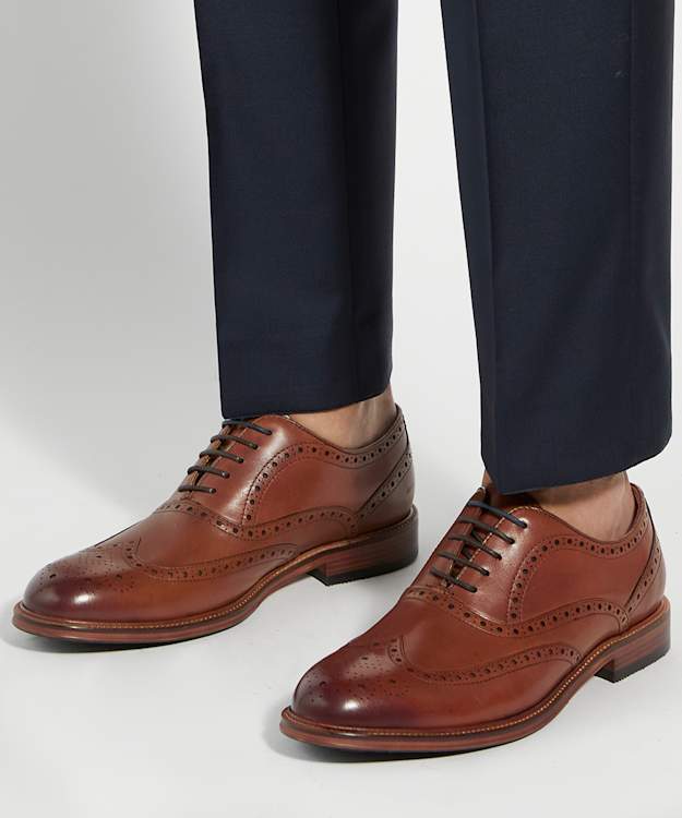 Dune London Solihull - Tan Toe-Cap Leather Lace-Up Shoes