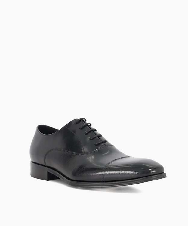 Dune London Solver - Black Wide Fit Leather Oxford Lace-Ups
