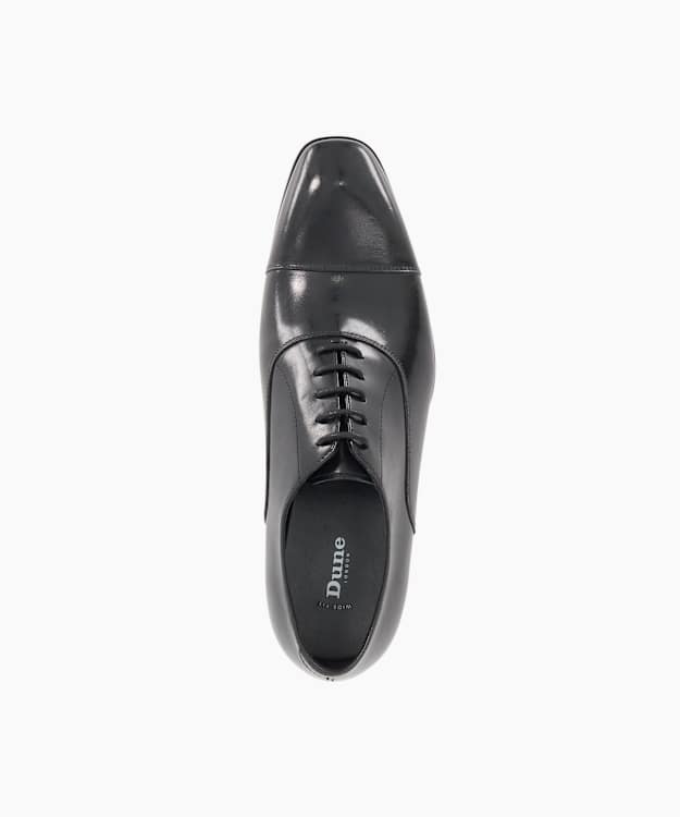 Dune London Solver - Black Wide Fit Leather Oxford Lace-Ups