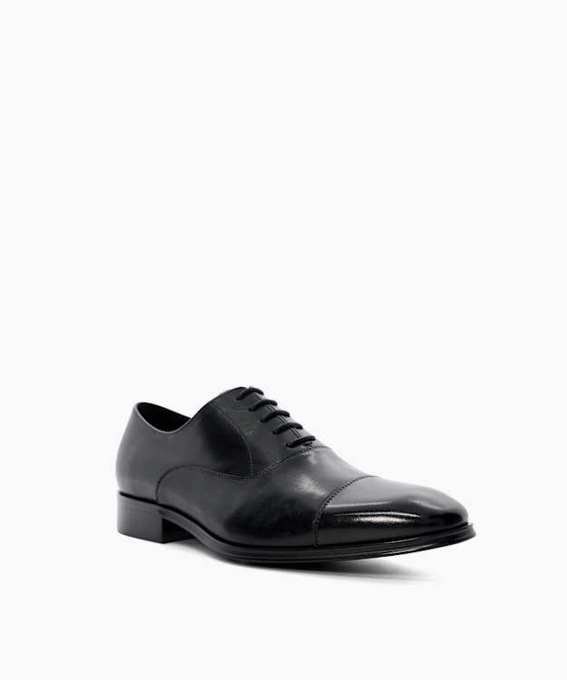Dune London Solver - Black Wide Fit Leather Oxford Lace-Ups