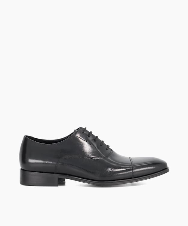 dune london Solver - Black Wide Fit Leather Oxford Lace-Ups
