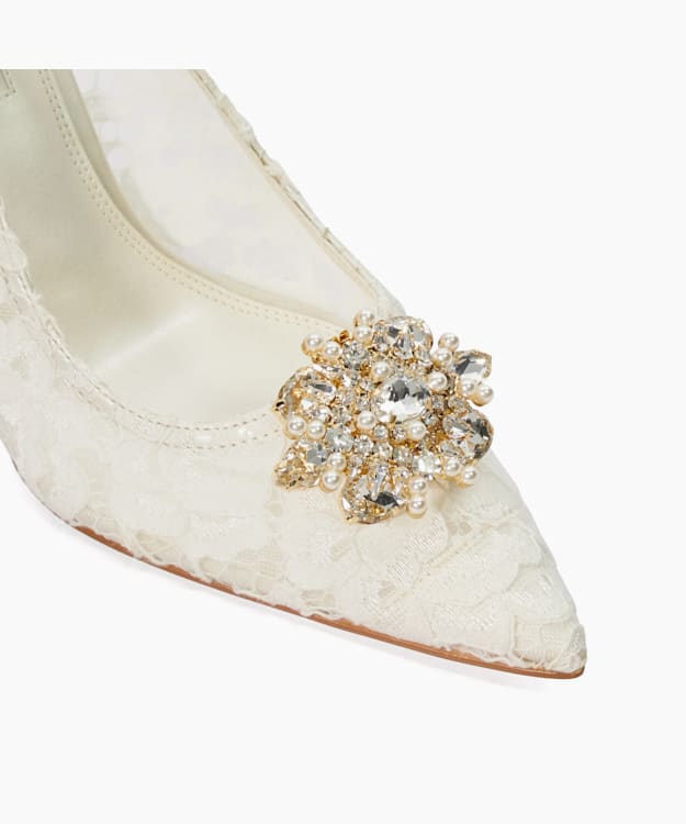 dune london Soulmates - Gold Gold Wedding Shoe Brooch Detail Clips
