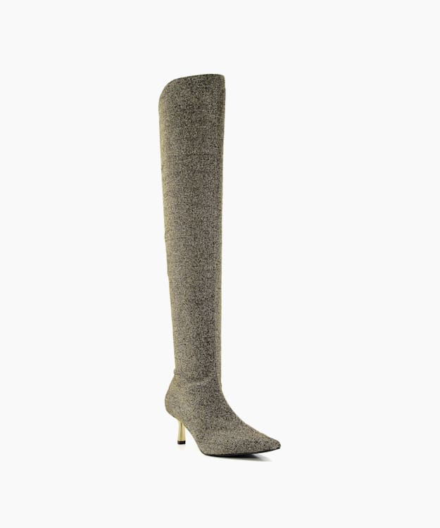 Dune London Spell - Gold Matte Heel Over-The-Knee Boots