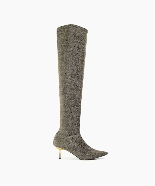 dune london Spell - Gold Matte Heel Over-The-Knee Boots