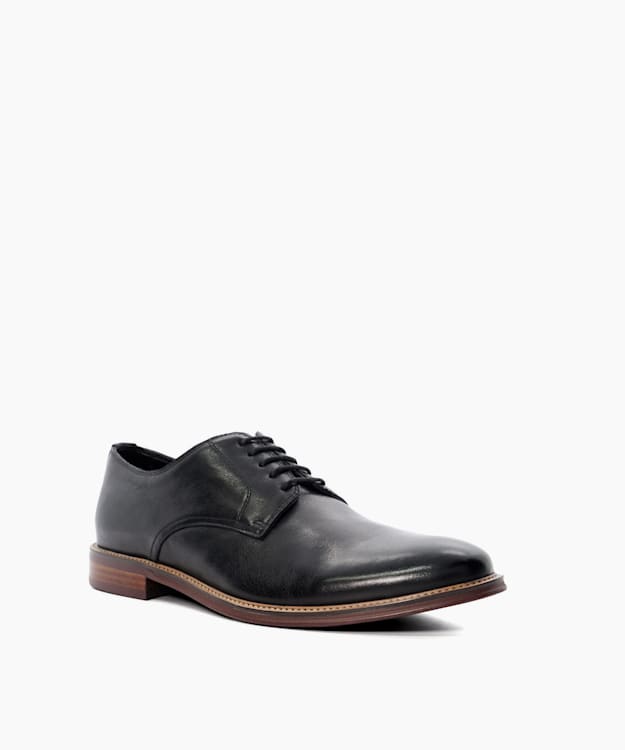 Dune London Stanleyy - Black Natural Wood Sole Gibson Shoes