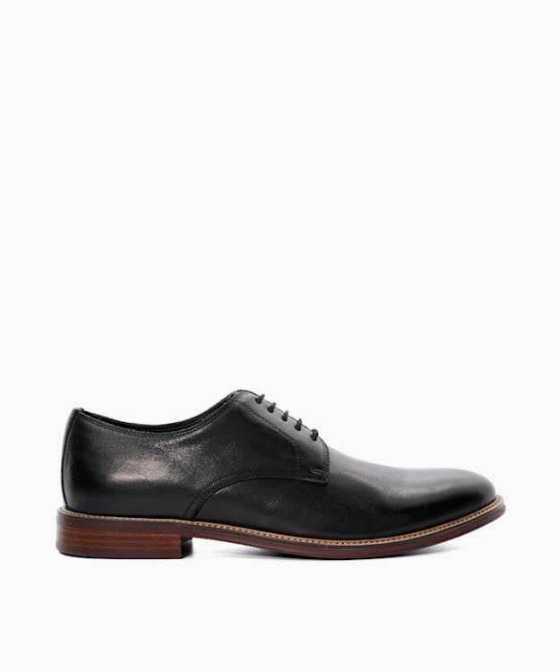 dune london Stanleyy - Black Natural Wood Sole Gibson Shoes