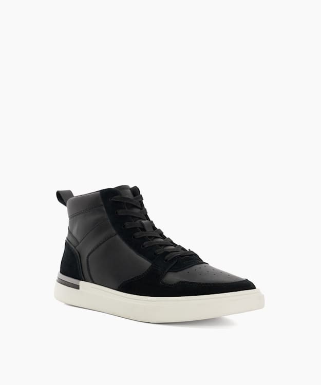 Dune London Strictly - Black High Top Perforated Trainers