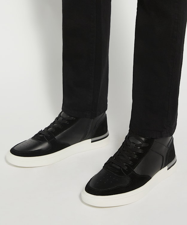 Dune London Strictly - Black High Top Perforated Trainers