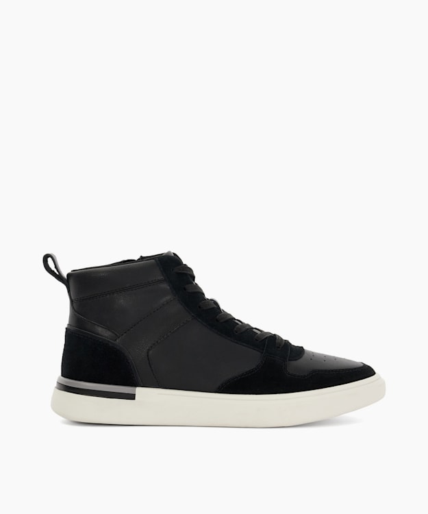 dune london Strictly - Black High Top Perforated Trainers