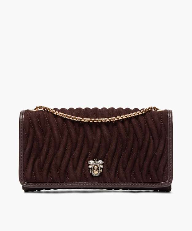 dune london Strong - Dark Brown Quilted Leather Cross Body Bag