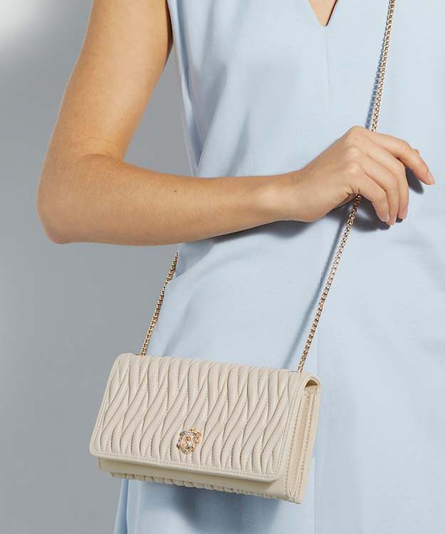 Dune London Strong - Ecru Quilted Leather Cross Body Bag