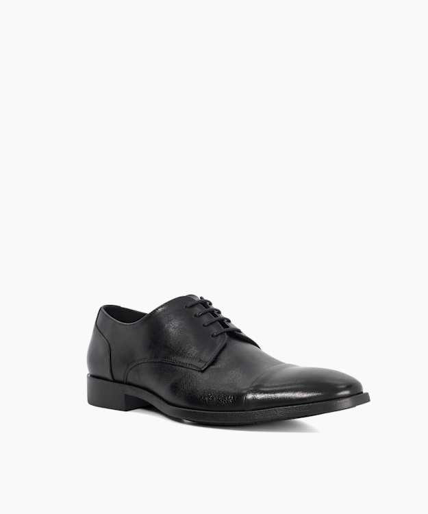 Dune London Suffix - Black Leather Toe Cap Lace Up Derby