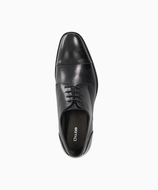 Dune London Suffix - Black Leather Toe Cap Lace Up Derby