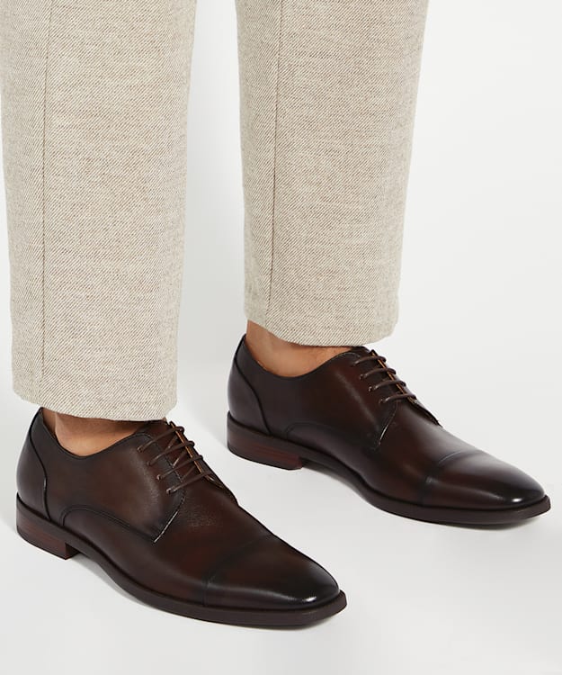 Dune London Suffix - Brown Leather Toe Cap Lace Up Derby