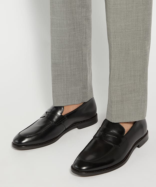 Dune London Surrey - Black Premium Leather Penny Loafers