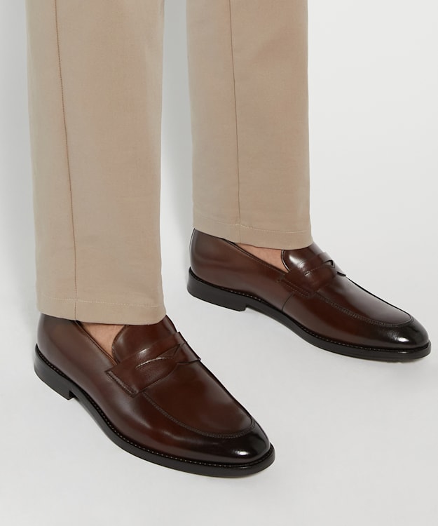 Dune London Surrey - Brown Premium Leather Penny Loafers