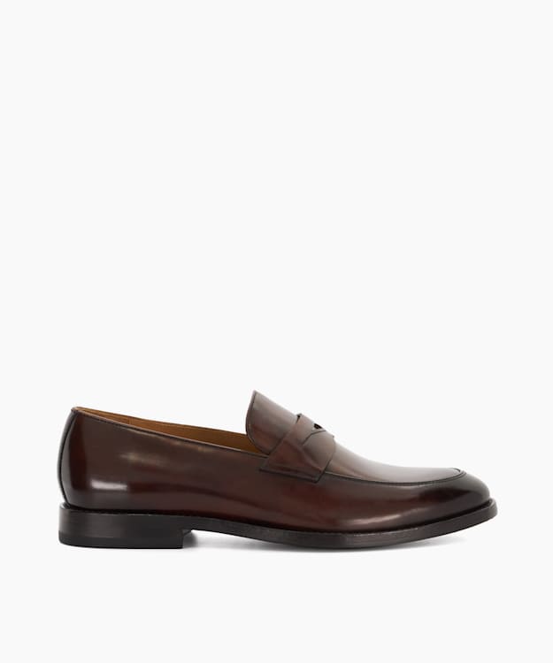 dune london Surrey - Brown Premium Leather Penny Loafers