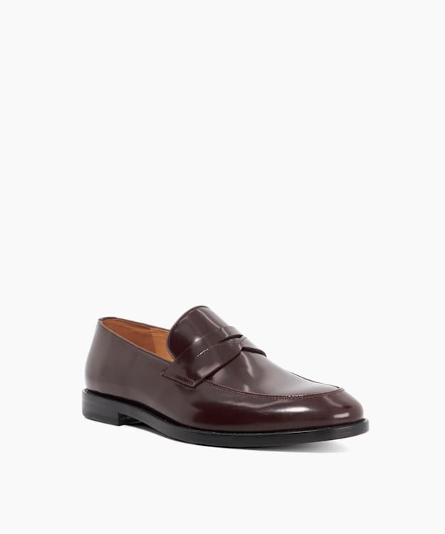 Dune London Surrey - Burgundy Premium Leather Penny Loafers