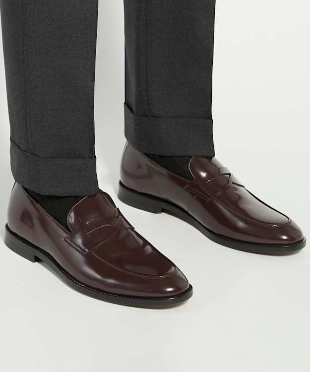 Dune London Surrey - Burgundy Premium Leather Penny Loafers