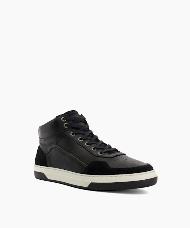Dune London Sydnies - Black Contrast Perforated High Top Trainers