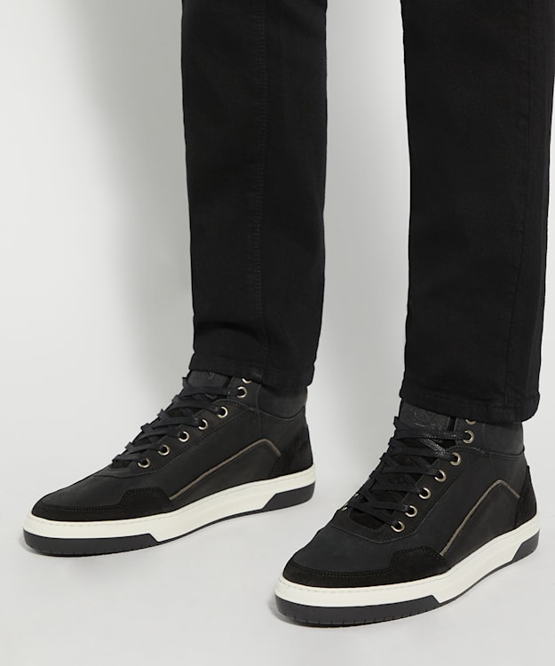 Dune London Sydnies - Black Contrast Perforated High Top Trainers