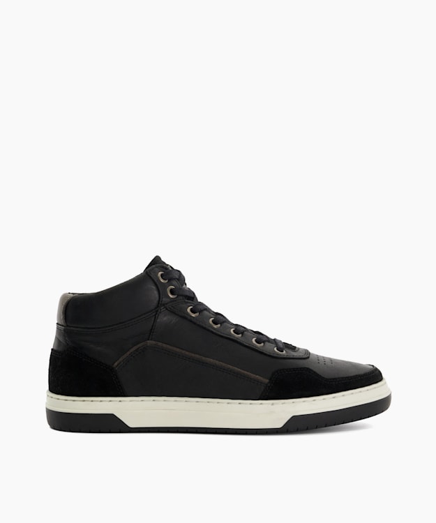 dune london Sydnies - Black Contrast Perforated High Top Trainers