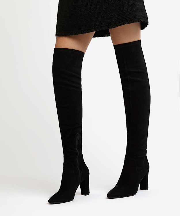 Dune London Syrell - Black Stretch Over The Knee Boots