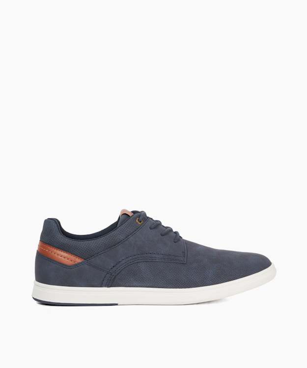 dune london Tailors - Navy Perforated Round Toe Lace Up Trainers